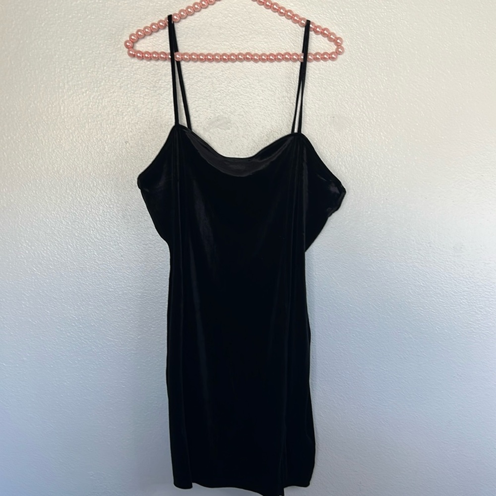 EUC H&M Velvet Mini Sleeveless black Dress Stretchy sz XL